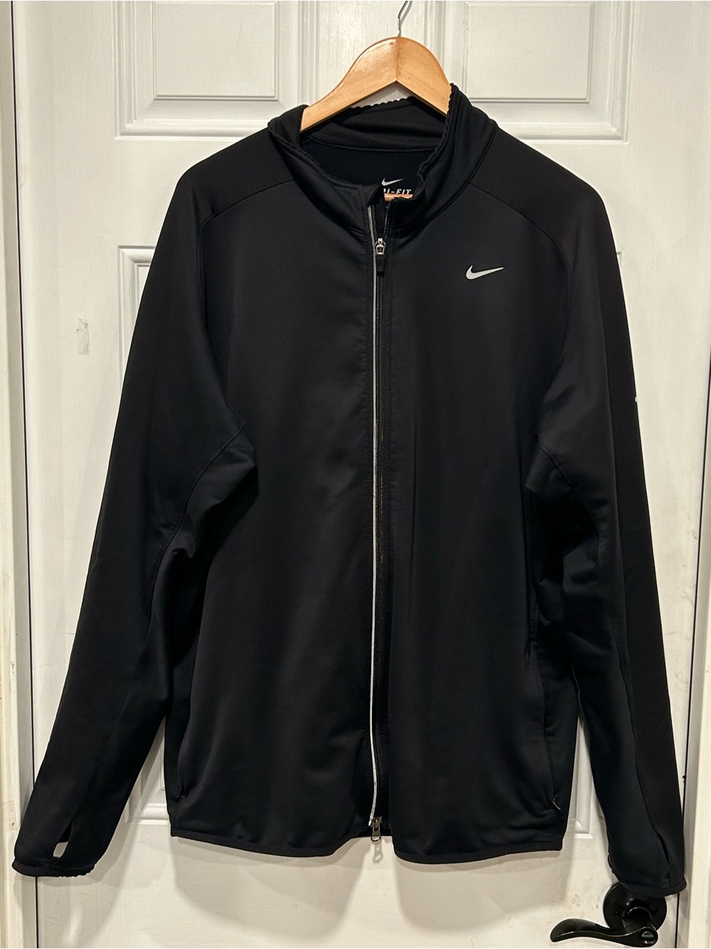 Nike Jacket Mens XL Black Therma-Fit Full Zip Track Insulated Lined Pockets